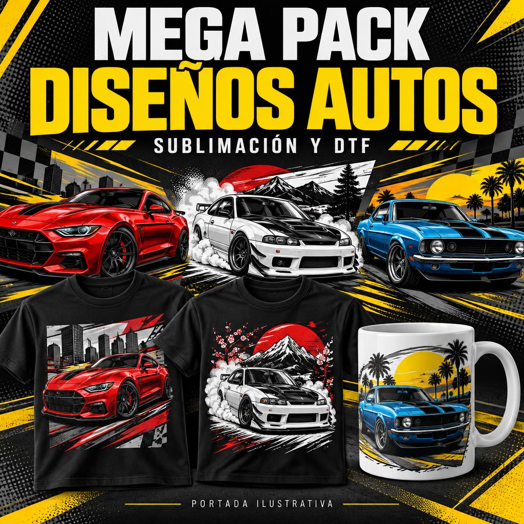 Mega Pack Diseños Autos Sublimación y DTF